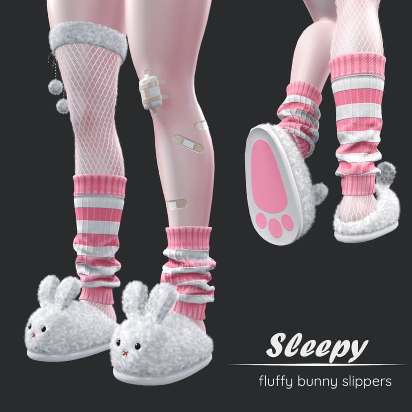 SLEEPY Fluffy Bunny Slippers